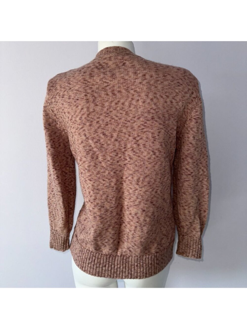 Vintage 90s Brown Floral Beaded Sweater Cottagecore Grandma Chic Knit Cardigan L - Picture 3 of 7
